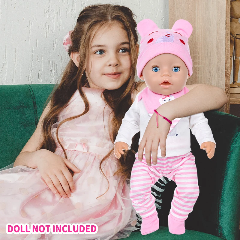 Ropa para muñecas de 16-18 pulgadas/40-45cm, chaqueta bonita con capucha de oso, pantalones, muñeca recién nacida, ropa para muñeca de renacimiento, accesorio, regalo para niña bebé