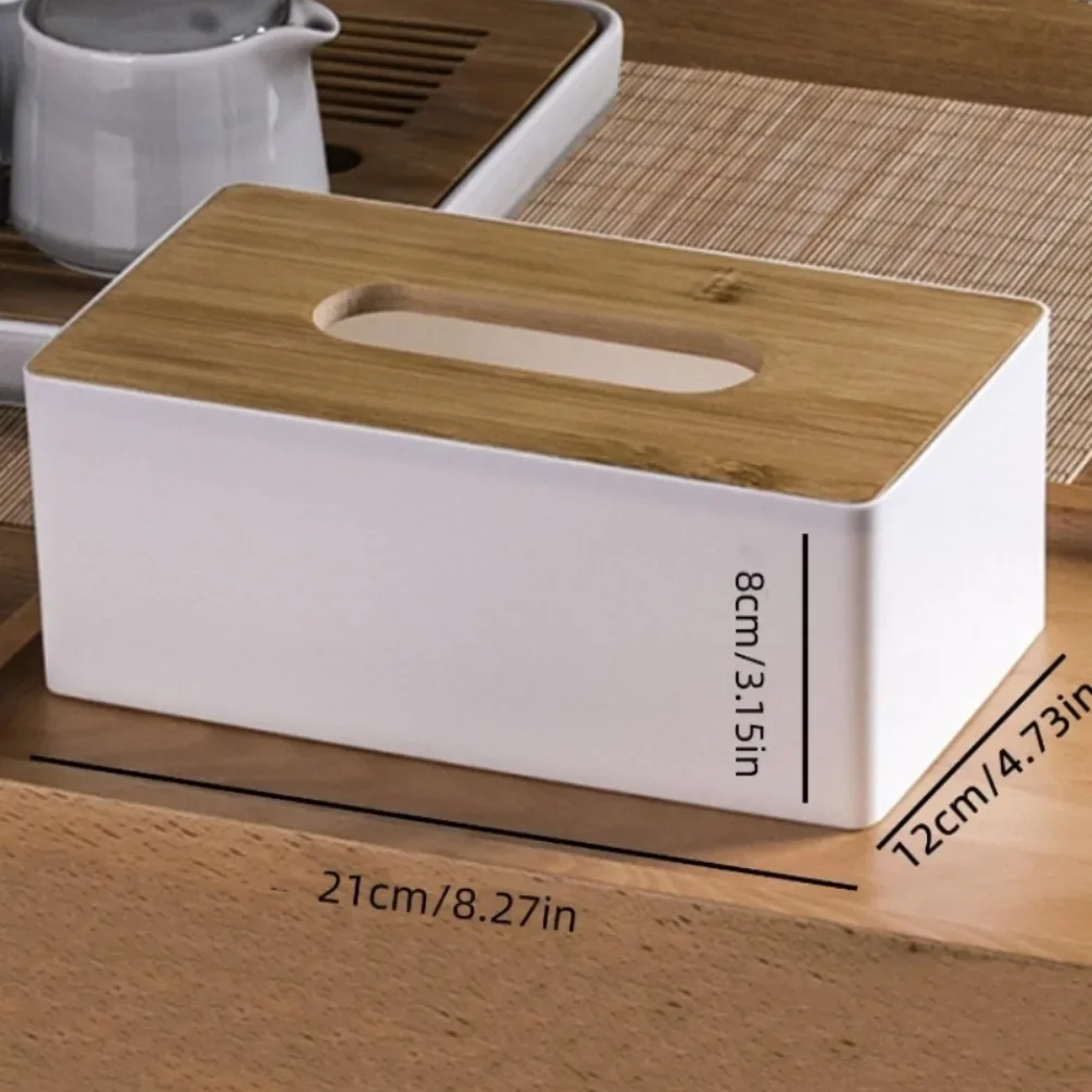 Wooden Tissue Box Thickened Box Office Household Paper Storage Box Elegant Car Tissue Holder Towel Dispenser Desktop Decoration