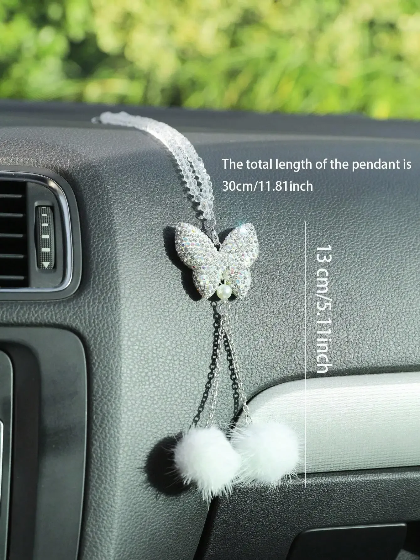 قطعة واحدة من قلادة سيارة كريستال أنيقة، زخرفة سيارة صناعية، قلادة مرآة الرؤية الخلفية للسيارة، هدية مثالية للنساء