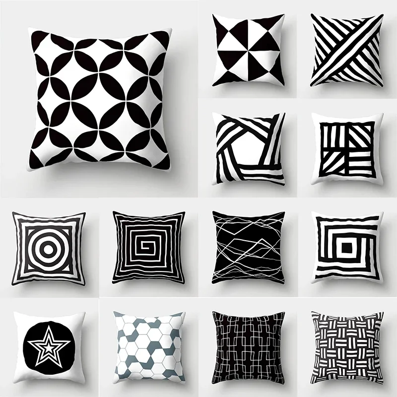 

45X45cm Sofa Living Room Black and White Geometric Cushion pillow cover cushion s decorative