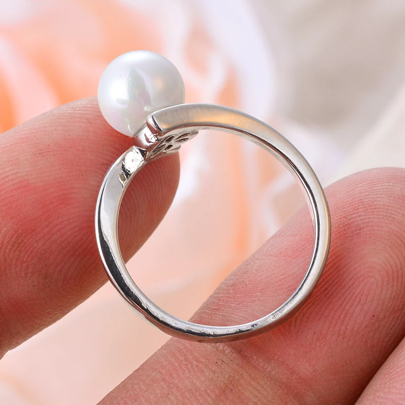 High Quality Trendy Shell Pearl 925 Sterling Silver Ladies Wedding Ring Jewelry For Women Gifts