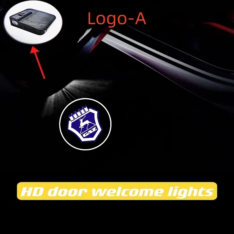 

2PCS Wireless Car Door Logo Projector Light LED HD Welcome Courtesy Ghost Shadow Projector Lamp Fit For GAZ Cars Accessories