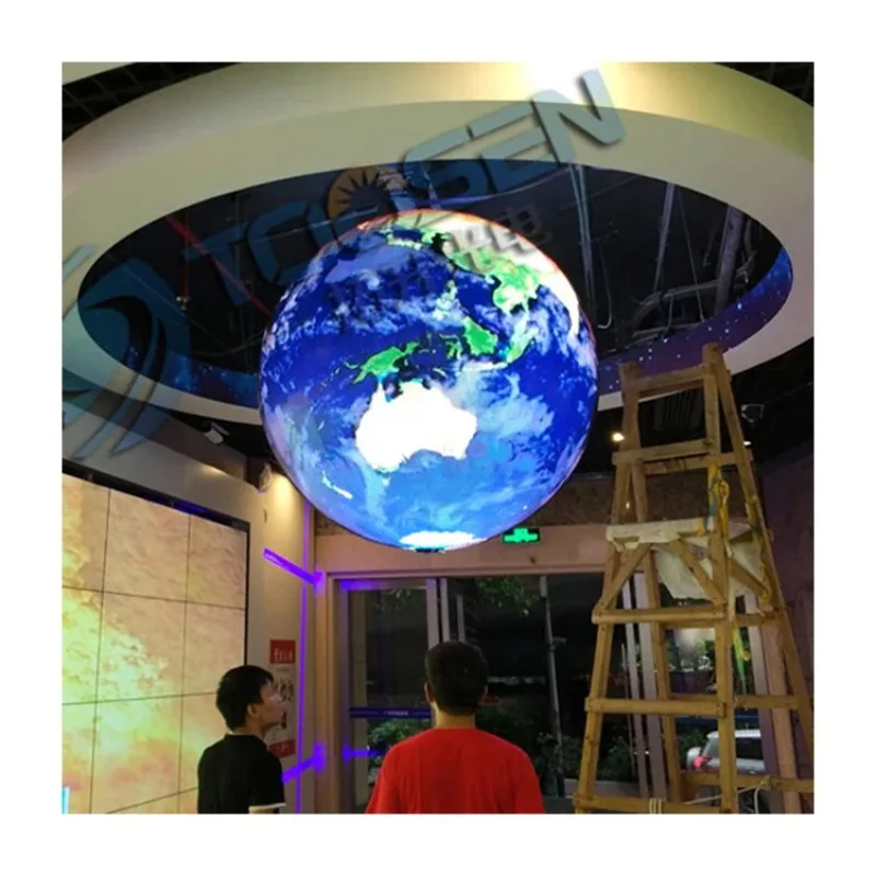 LED Spherical Screen Globe Diameter 1m 1.5m 2m Sphere Display P2 P2.5 LED Ball Screen Use For Exhibition