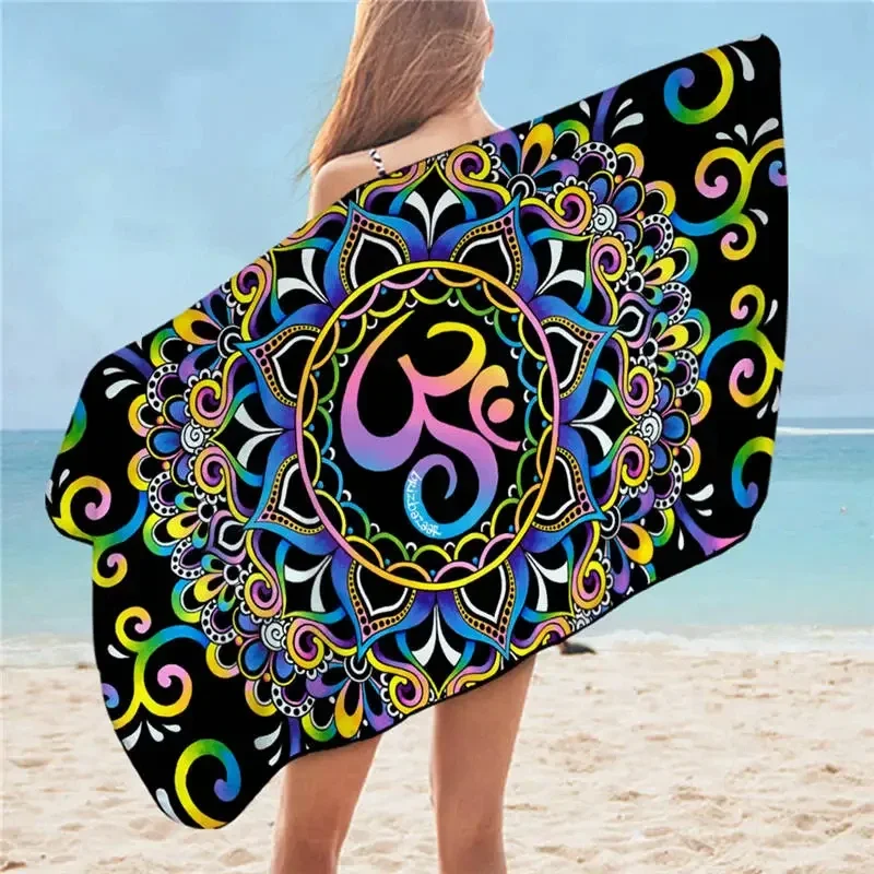 Toalla de baño de calavera colorida para niños y adultos, toalla de playa de microfibra con calavera de azúcar, Mandala de galaxia, toallas de ducha, manta gótica de verano