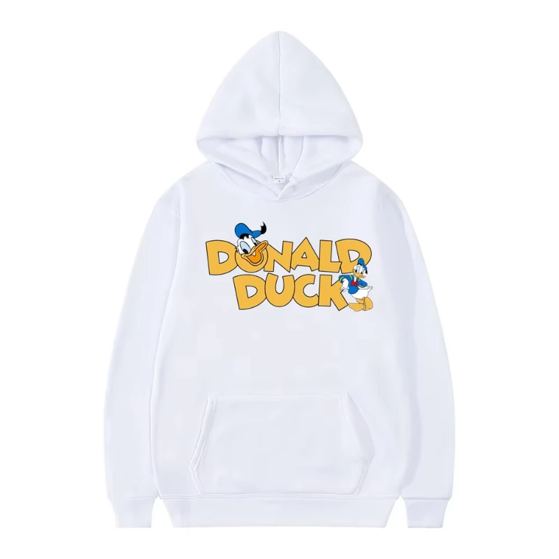 Novo casal roupa disney mulheres homens hoodies pato donald moletom casual dos desenhos animados com capuz roupas confortáveis y2k impressão topo