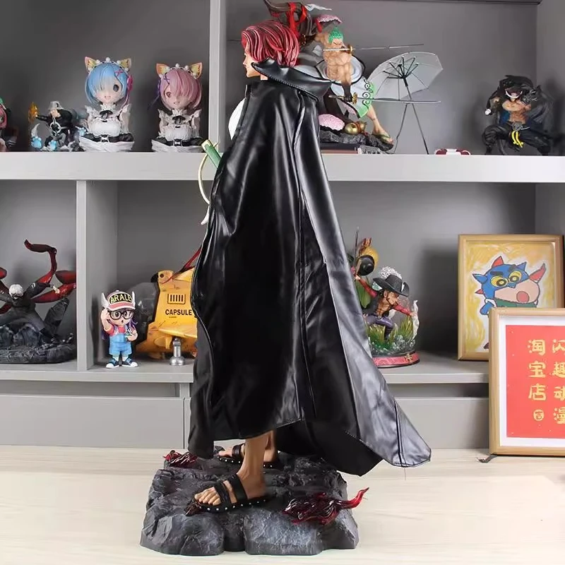 70CM Shanks One Piece GK Decor Red Haired Shanks Luffy Solon Empress Ace Large Action Figure Battle Statue Model Toys Doll Gift