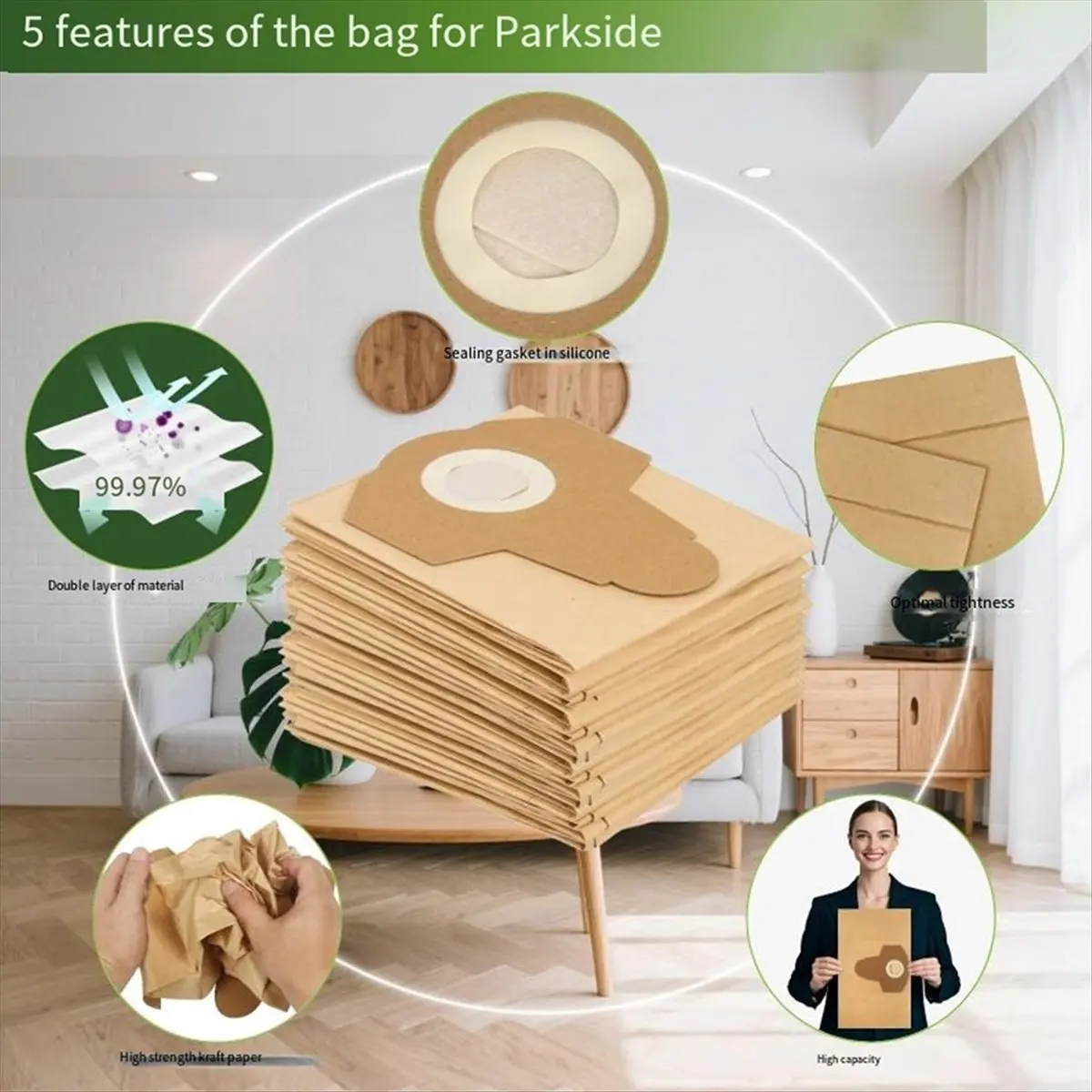 

12 шт. мешков для пылесоса PWD 25 PWD 30 PNTS 1500 1600 A1, пылесборники большой емкости 30 л [2026 tpuae]