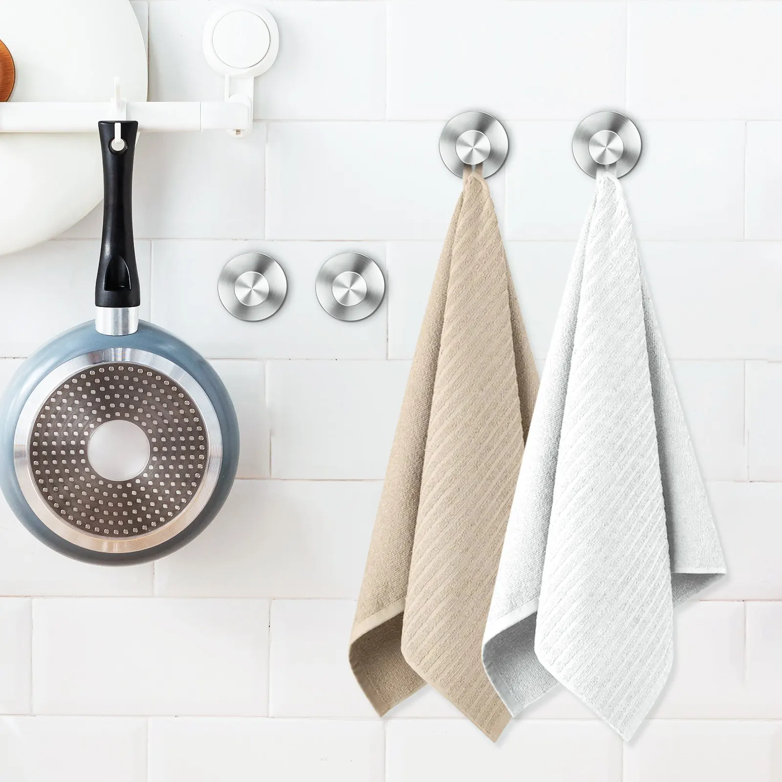4Pcs Stainless Steel Suction Cup Hooks Heavy Duty No Drill Bathroom Towel Robe Shower Hooks Organizer for Glass and Tile view 3