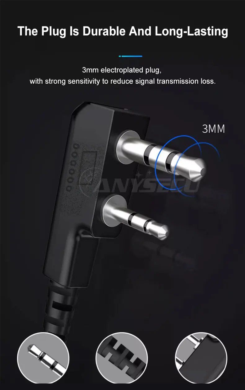 2PCS Walkie Talkie Headset Kopfhörer Kopfhörer Für Kenwood Baofeng UV-5R UV82 UV-17 UV 32 Tytera TC-UV8000 ANYSECU DM-A6 AC-215R – Detail 10