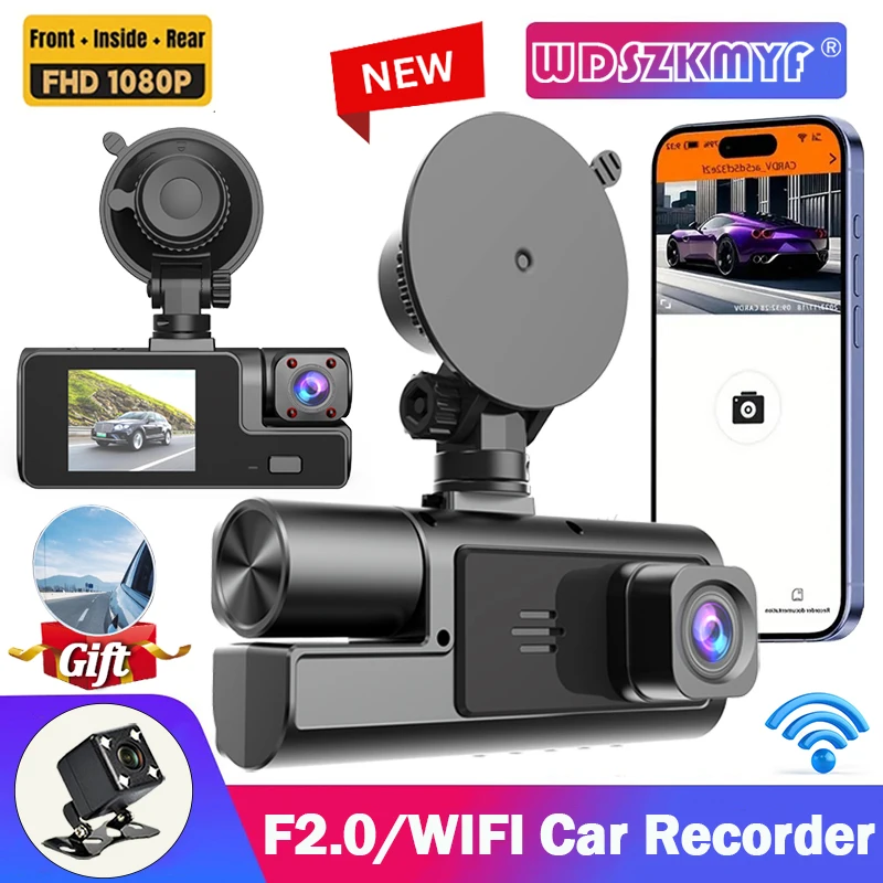

3 Channel 1080P Car DVR WIFI Video Recorder Dash Cam for Cars Camera Rear View Camera for Vehicle Black Box Car Accessory