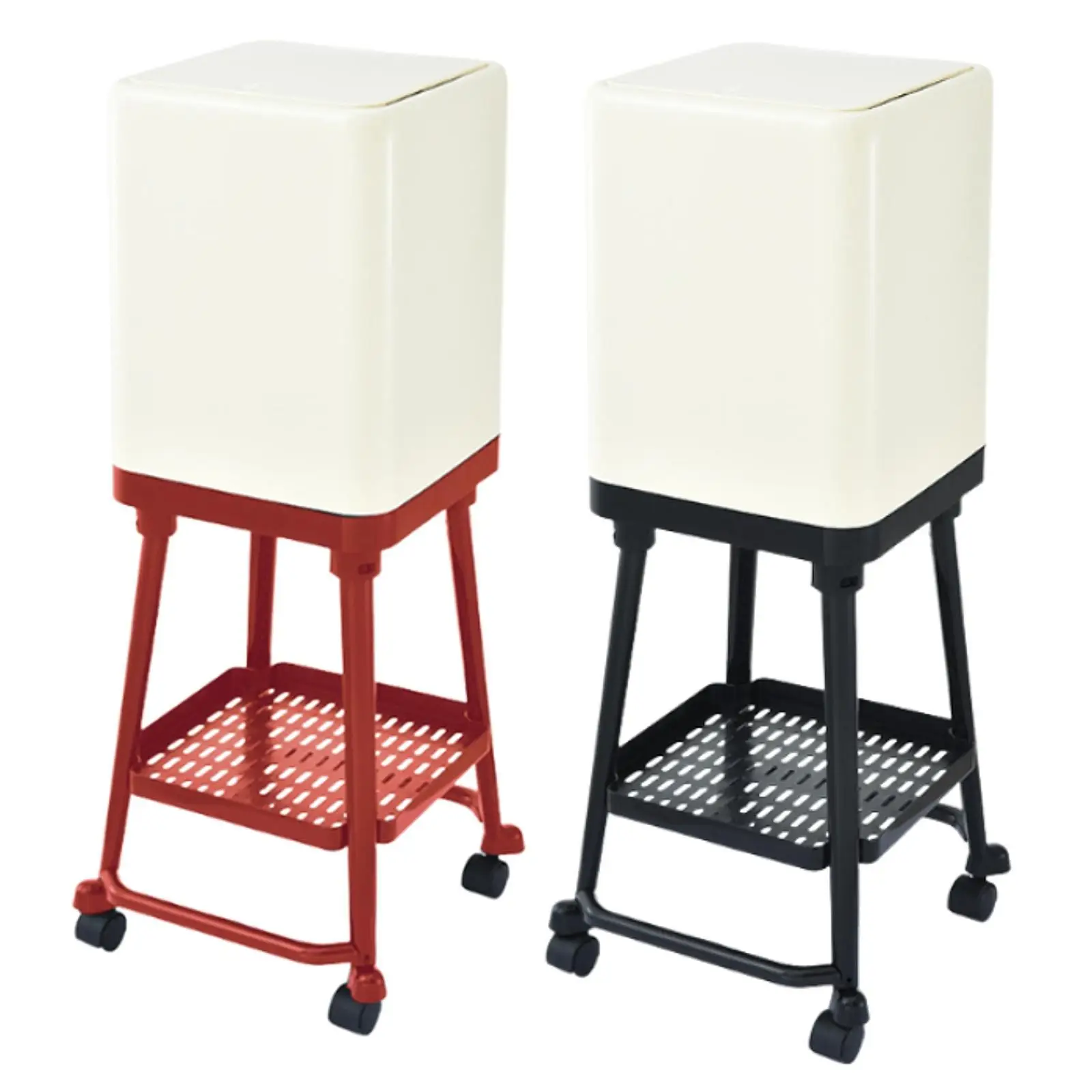 바퀴 달린 쓰레기통 이동식 쓰레기통 창의적이고 하단 선반 높은 발판