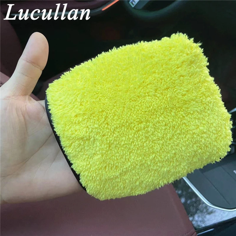 Lucullan 4th Interior Scrubbing Mitt One Side Brush-like Bristle,The Other Yellow Terry Clothes