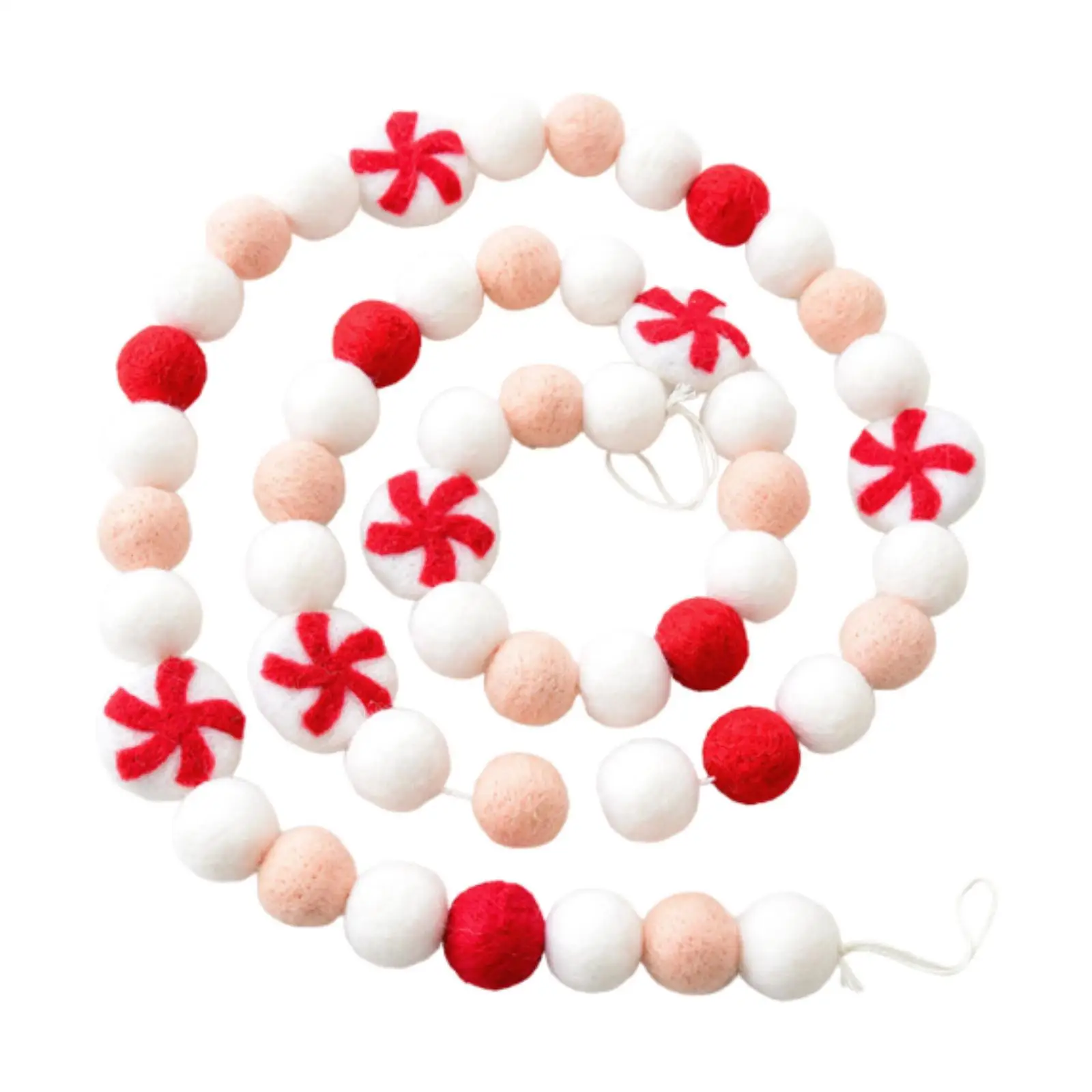 Pompom String Christmas Garland Red White Ball Garland Pompom Garland Christmas Decoration for Restaurant Farmhouse Festival