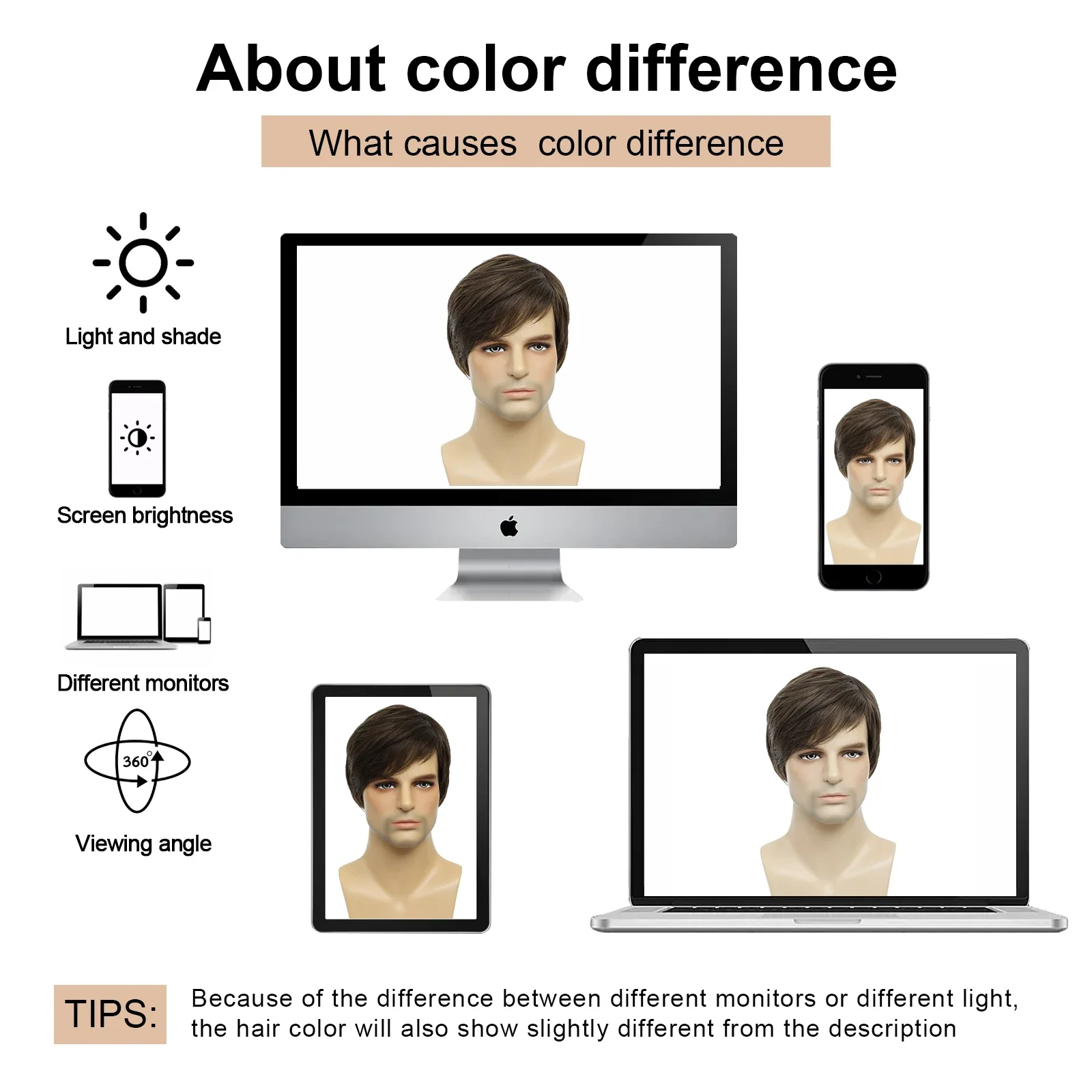 شعر مستعار بني للرجال، شعر مستعار قصير مستقيم للرجال، شعر مستعار طبيعي واقعي للرجال في الهالوين #6
