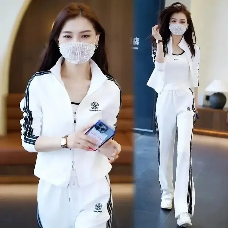 ربيع جديد أزياء كبيرة الحجم الحد من العمر تنوعا نمط واسعة الساق السراويل قطعتين مجموعة الترفيه الرياضة المرأة مجموعة