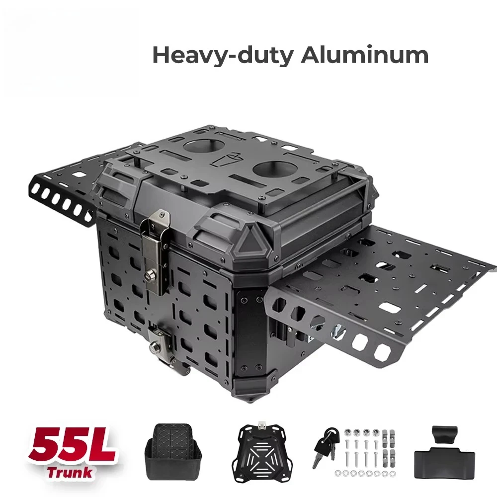 Aluminum Motorcycle Top Box Folding Armor Luggage Case Universal Moto Trunk Tail Helmet Quick Release Box