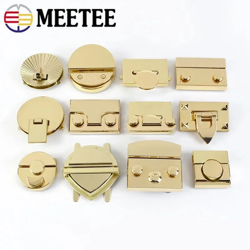 Meetee 1Pc Metal Bag Turn Lock Decoration Twist Buckles Handbag Purse Closure Clasps DIY Hardware Replace Accessories