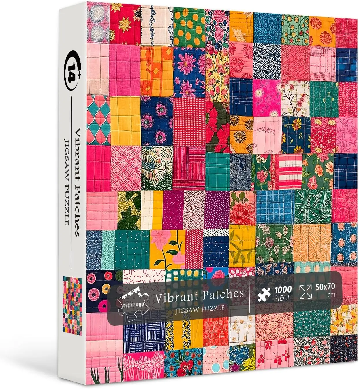 

1000 Piece Puzzle for Adults, Vintage Quilt Patchwork Flower Art, Colorful Difficult Puzzle Wall Decor