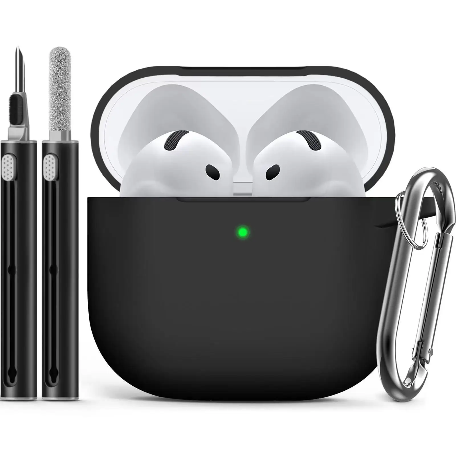 AirPods 4-Schutzhülle mit Reinigungsset, weiche Silikon-Schutzhülle für Apple AirPods 4. Generation, Hülle für Damen und Herren
