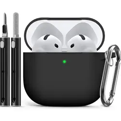 AirPods 4 Case Cover with Cleaner Kit,Soft Silicone Protective Case for Apple AirPods 4 Generation Case for Women Men