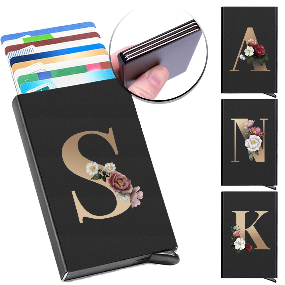 

Credit Cards Holder Pop-Up Business Card Storage Box Unisex Lightweight Wallet Portable Mini Organizer Boxs Gold Series