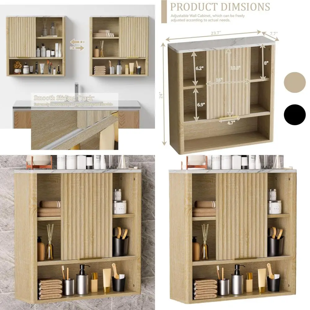 

Дубовый шкаф для медикаментов с рифленой дверцей и регулируемыми полками для хранения в ванной, на кухне и в прачечной