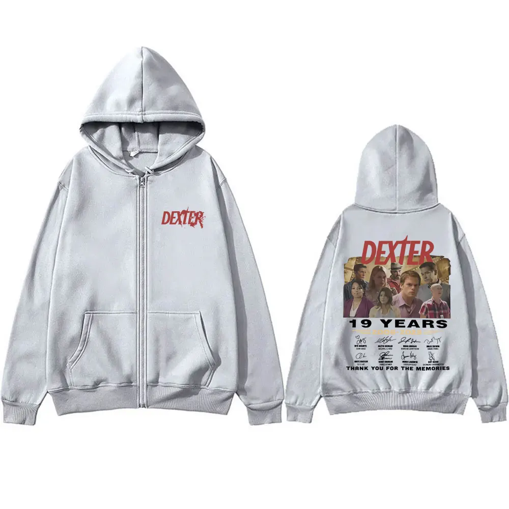 TV Play Dexter Morgan 19 Years Thrnk You for The Memories Zipper Hoodie Men Women Fashion Casual Cotton Zip Up Jacket Sweatshirt