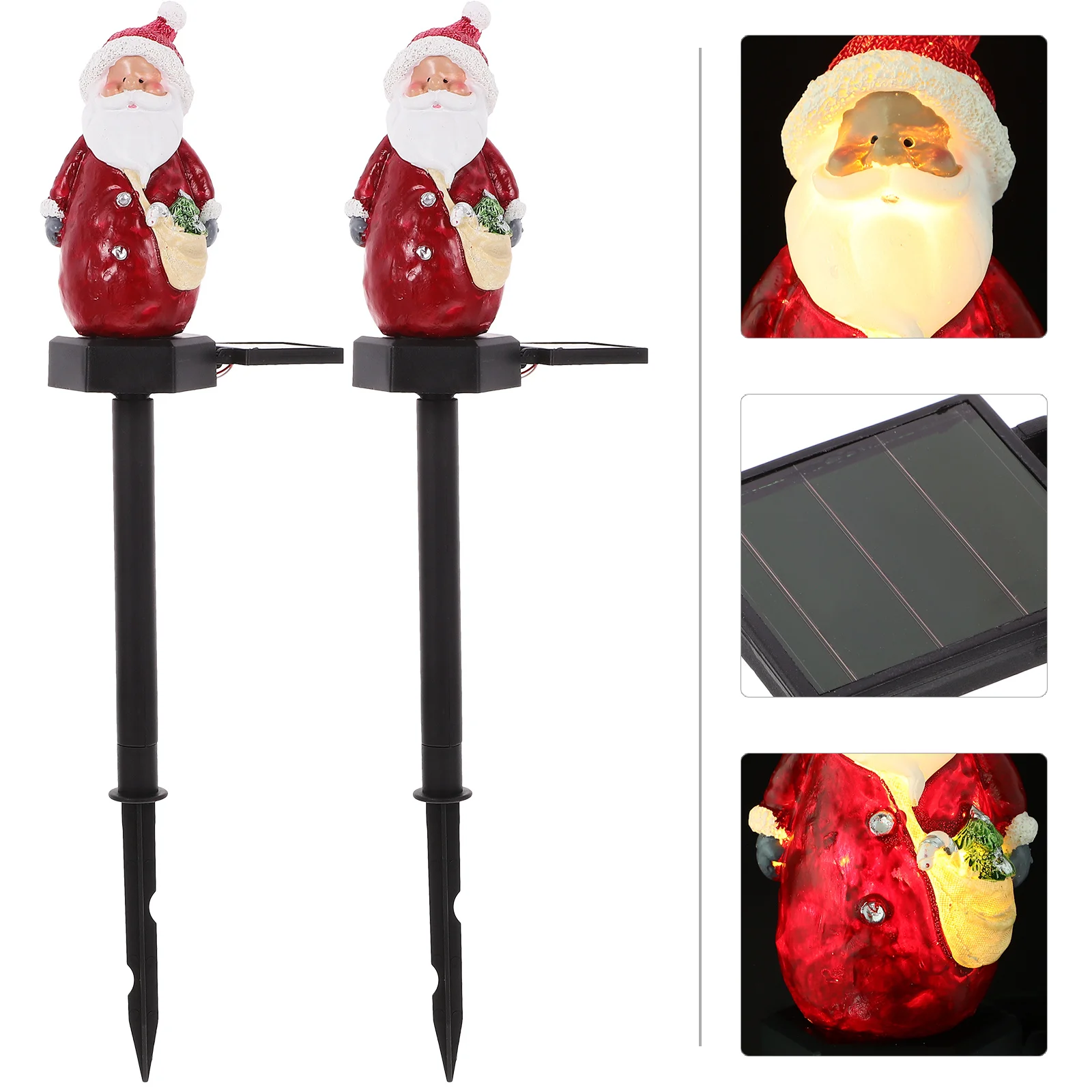 

2pcs Santa Stake Lights Lawn Yard Solar Powered Outdoor Pathway Light Solar Lawn Garden Lamp For Garden Patio Driveway