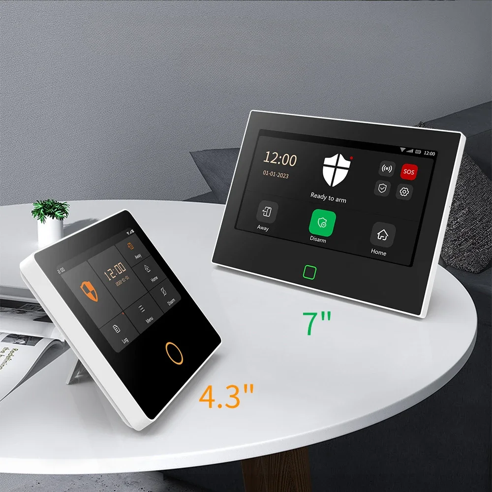 The 7-inch HD Alarm 433 Wireless Burglar Alarm System Supports 8 Wired Zones in 10 Languages