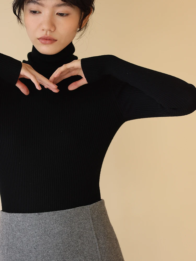 

Hacikis Spring New Sle High Elastici Pure Wool Knitted Boting Sweater hine Waable Easy Care Bla Technology Anti...