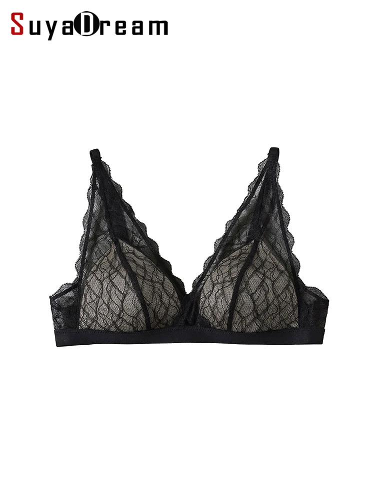 

SuyaDream,Women Lace Bras, 100%Silk Lining, Triangle Cup, Thin Padded Wire Free Bra, 2026 New Cozy brassiere