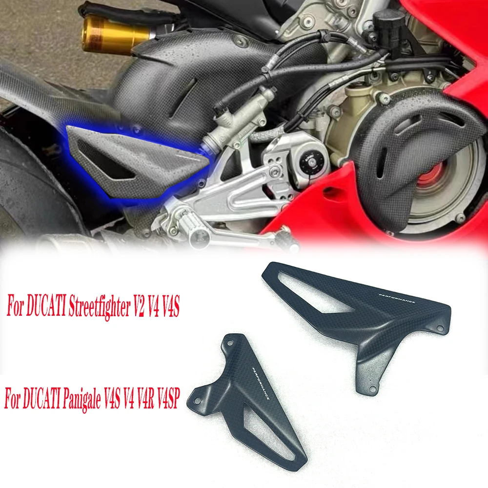 Motorcycle Carbon Fiber Foot Guards Cover For DUCATI Streetfighter V2 Panigale V4 V4s V4r V4SP Heel Guard Rearset Plate Foot Peg