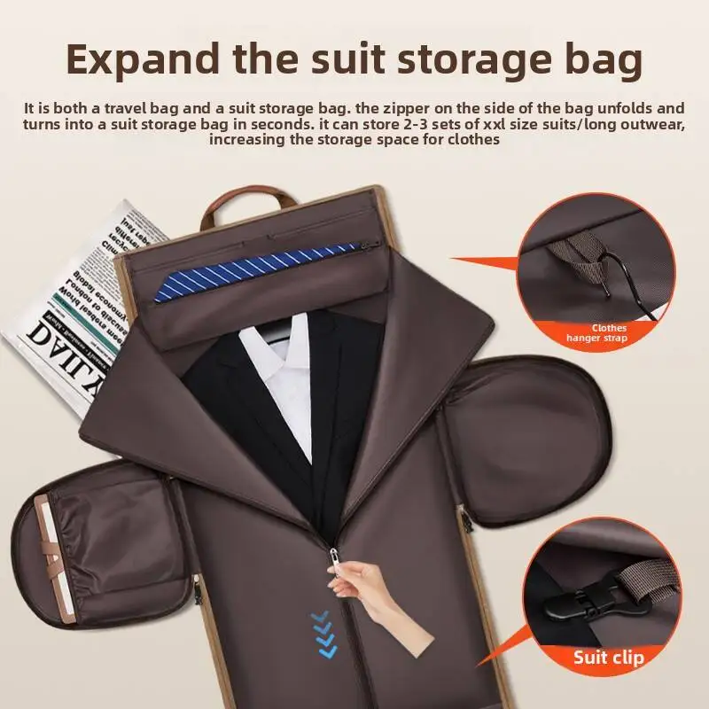 New Soft Leather Folding Suit Storage Bag For Women And Men,fashion Designer Large Capacity Hand Luggage Fitness Travel Bag