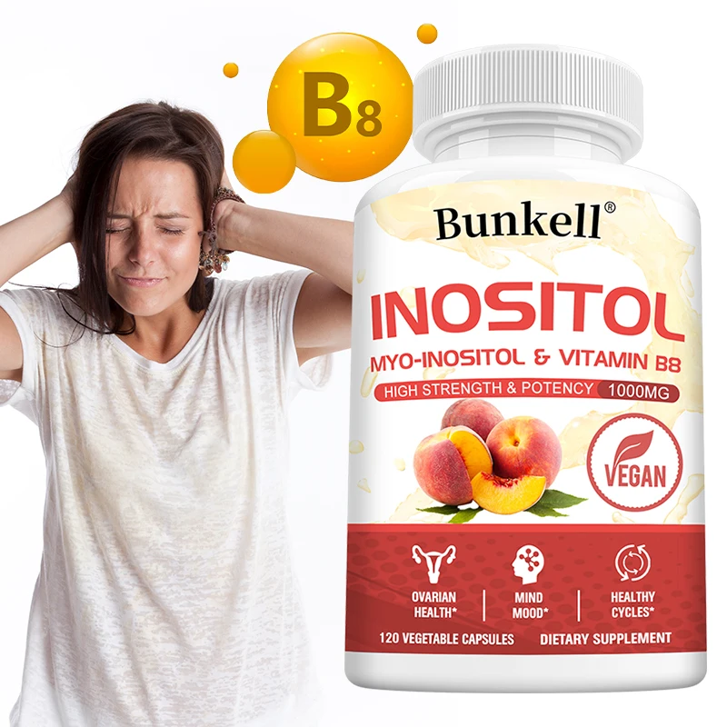 Suplemento de inositol, 1000 mg, equilibra la salud de la piel, aumenta el sistema inmunológico, apoya el metabolismo de las grasas, mantiene la función saludable del hígado