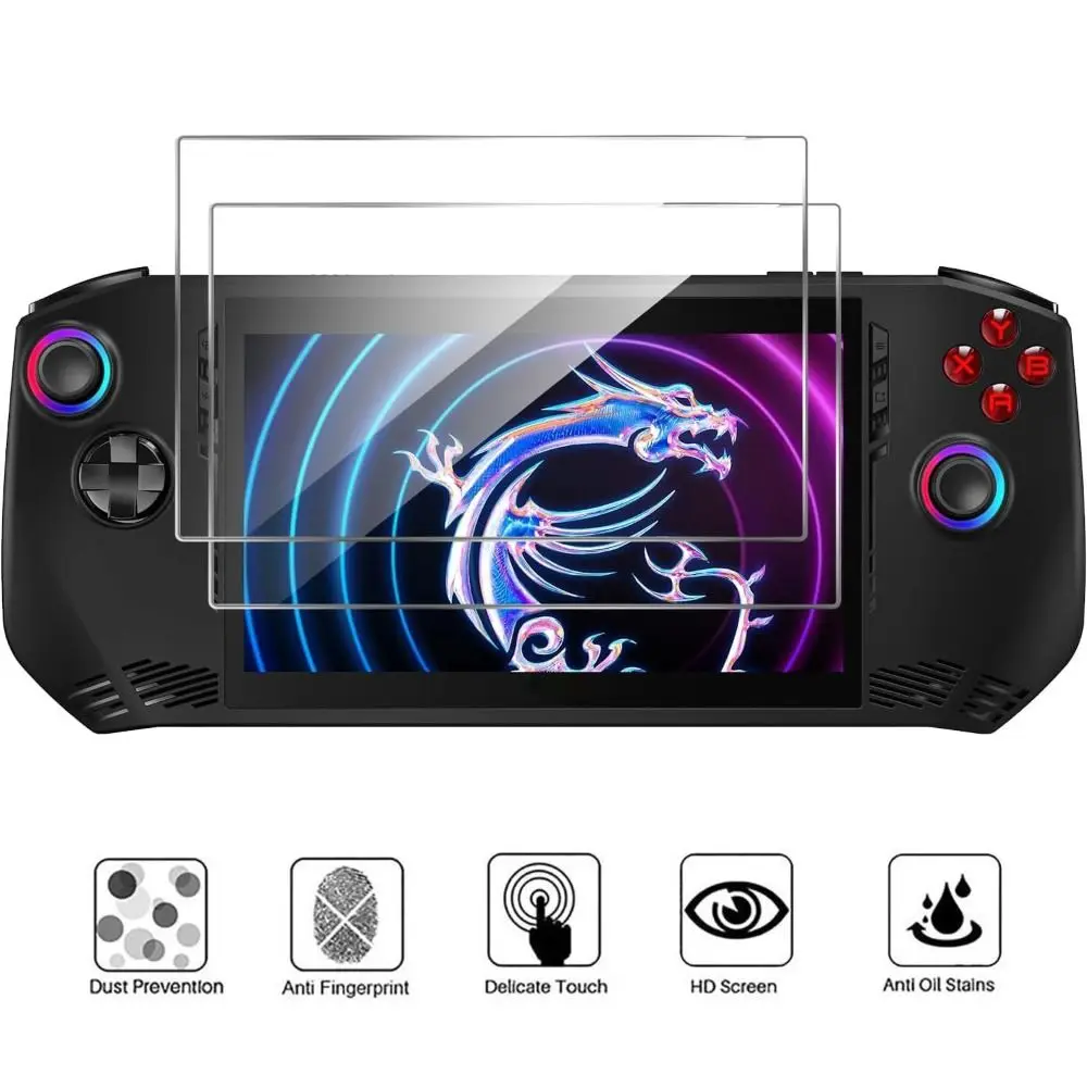 2pcs Handheld Console Screen Protector Game Accessories Anti-Scratch Temperd Glass Bubble-Free 9H for MSI Claw A1M