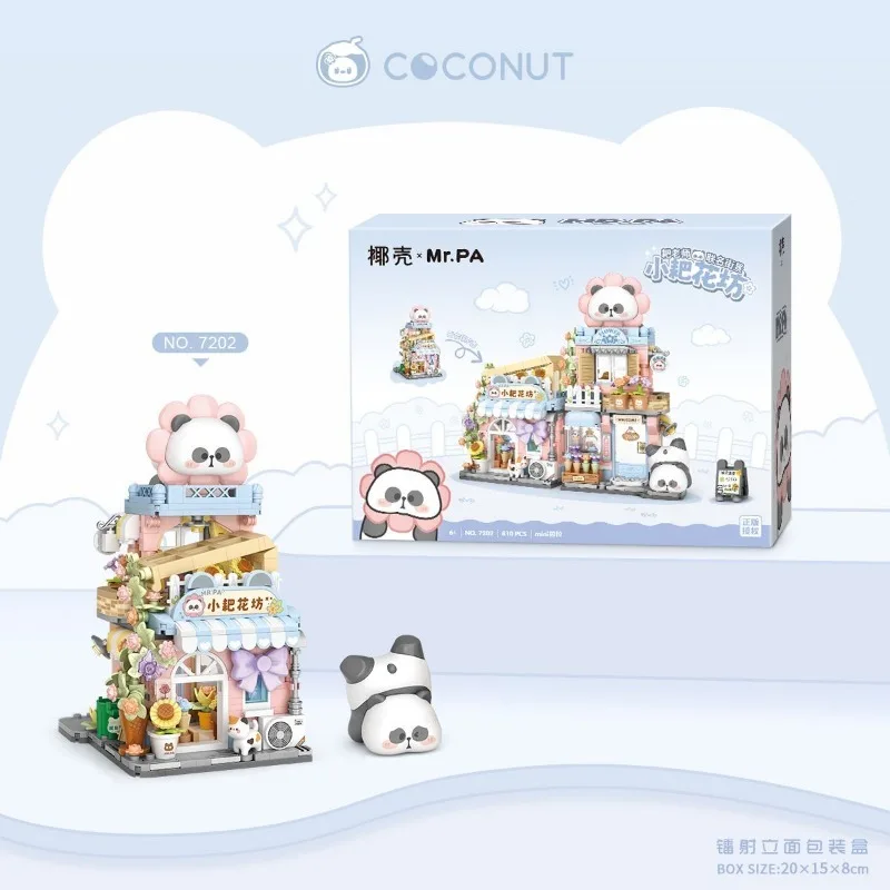 Panda Seabream Building Blocks Assembly Toy Street View Children's Puzzle Desktop Decoration Model Girl Boy Kawaii Festival Gift