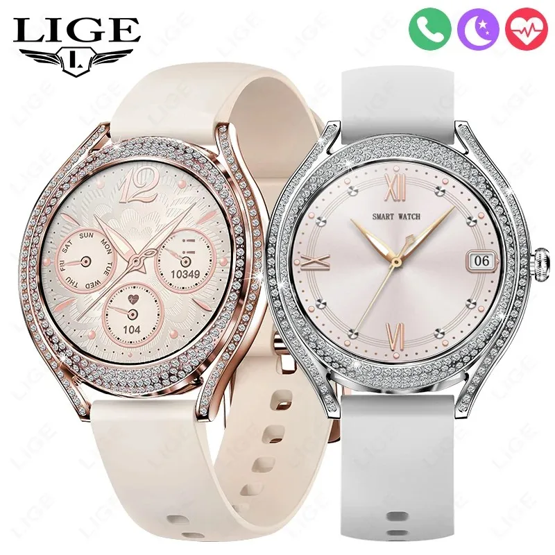 LIGE Luxury Smart Watches Women BluetoothCall Sport Fitness Tracker Heart Rate Sleep Blood Oxygen Monitor Smartwatch Ladies Gift