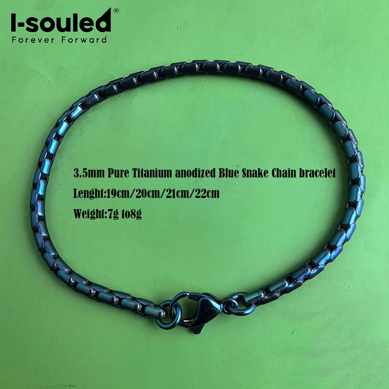 

3.5mm pure titanium anodized blue snake chain bracelet for men and women, simple and fashionable