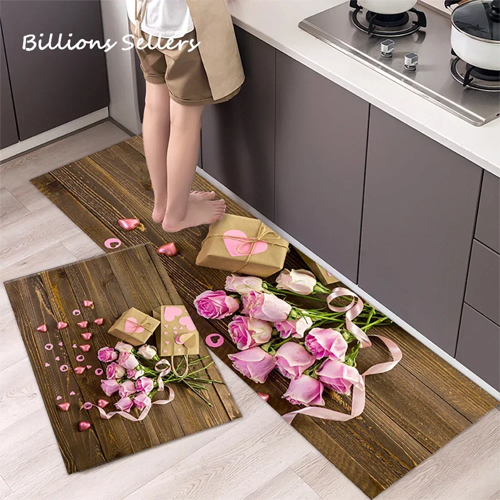 Kitchen Absorbent Mat Non-Skid Waterproof Wipeable Comfort Standing Kitchen Rugs and Mats Wipeable Wash Free Long Strip Carpet