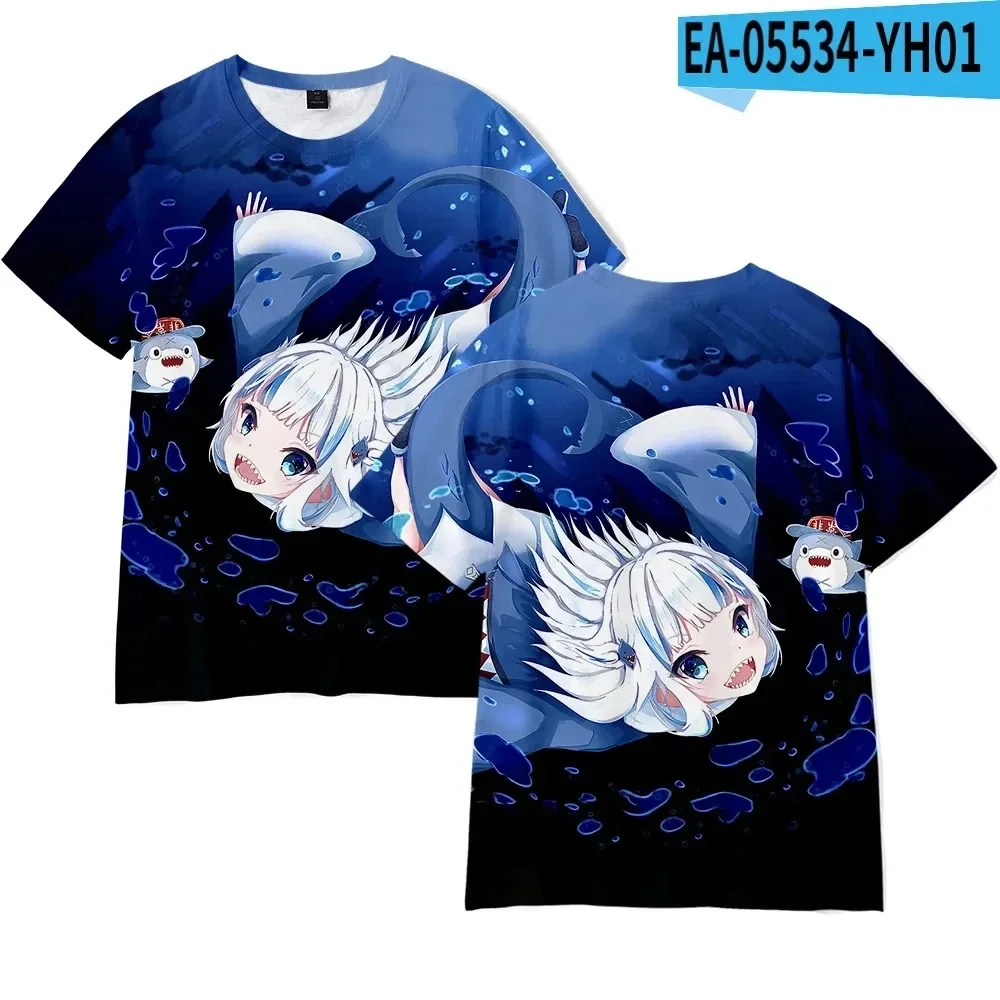 Hololive NL Virtual YouTuber Gawr Gura Print Heren T-shirt 3D Zomer Trend Kid Leuke Cartoon Tee Cosplay Top Oversized streetwear