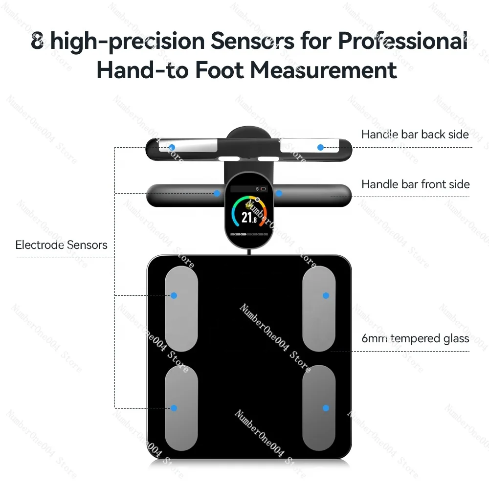 

8-электроды Интеллектуальный дисплей Интеллектуальная шкала Анализ тела Источник электропитания