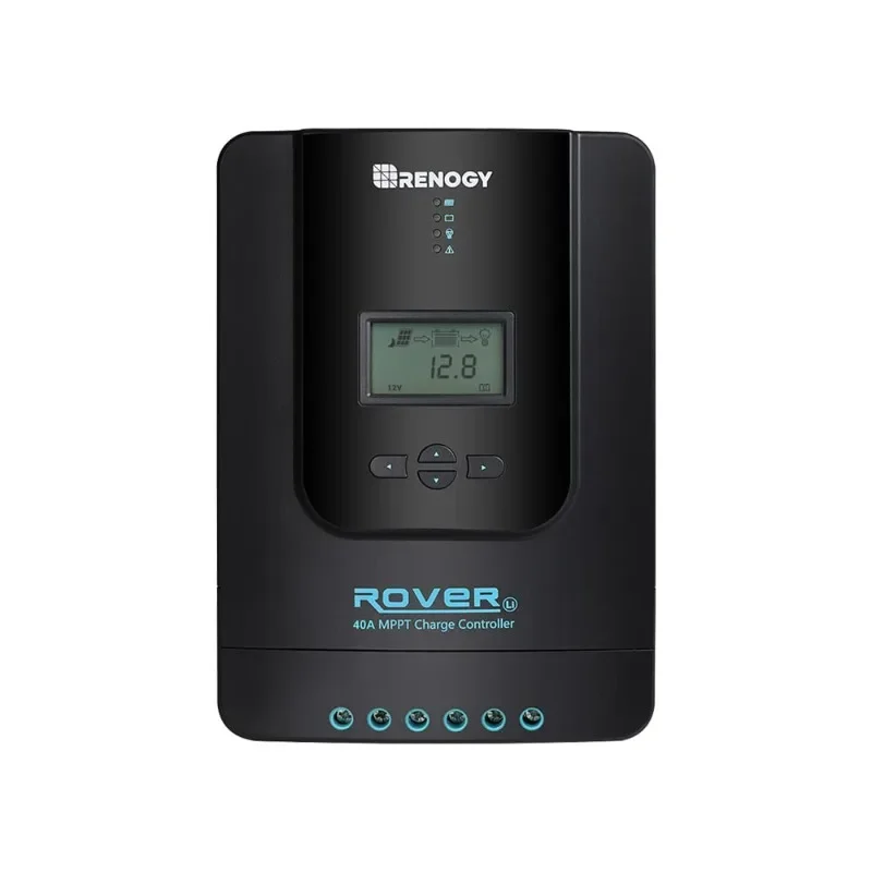 Renogy Rover 40 Amp 12V/24V DC Input MPPT Solar Charge Controller Auto Parameter Adjustable LCD Display Solar Panel