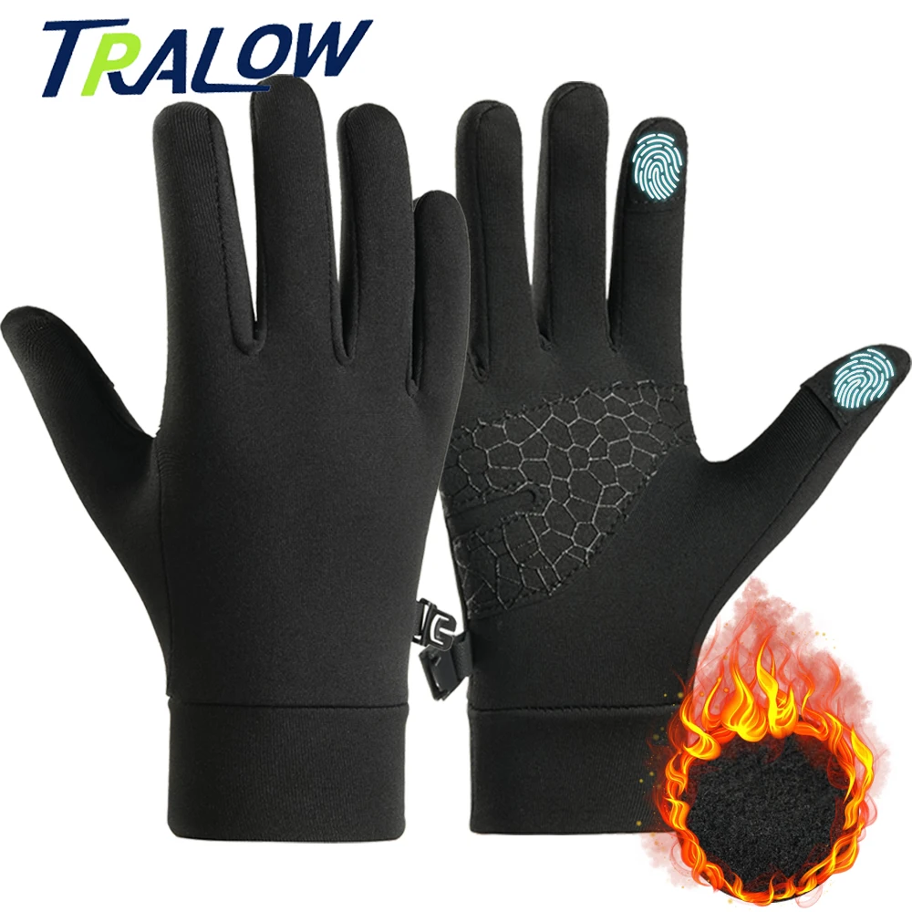 TRALOW Kids Winter Thermal Gloves Touch Screen Warm Fleece Lined Snow Cycling Sports Non-slip Gloves for Boys Girls Age 6-12