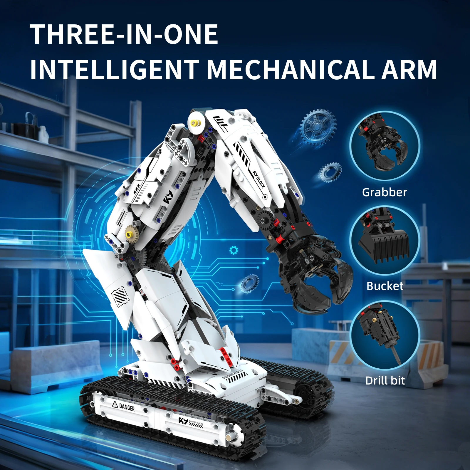 Programmable Mechanical Arm Building Blocks RC Tracked Robot Arm Brick Model with Motor STEM Engineering Toy Gift for Teens