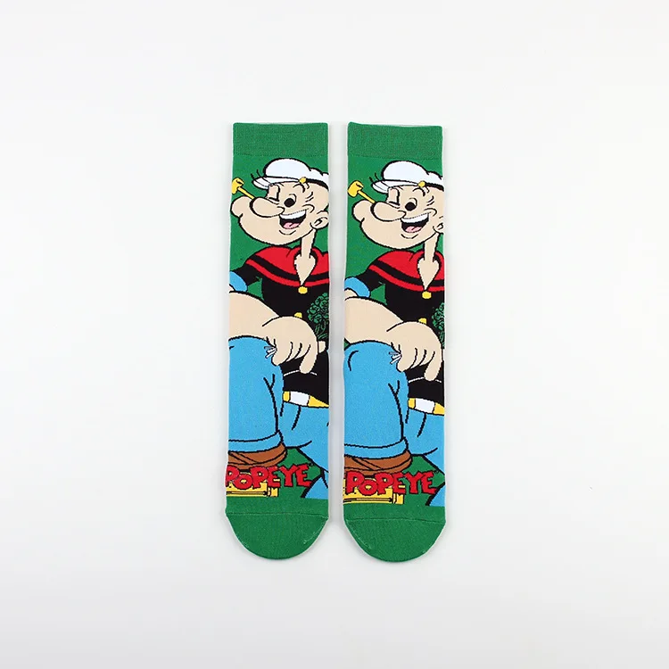 Anime Popeye the Sailor Socks Popeye Olive Oyl Bluto Cartoon Print Mid length Socks Unisex Casual Sports Socks