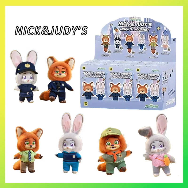 حقيقية Zootopia نيك جودي النمو رحلة سلسلة صندوق أعمى الفينيل أفخم دمية المفاتيح للحقائب صندوق غامض لعبة أطفال هدية عيد ميلاد #1