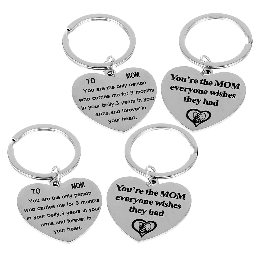 

4pcs Stainless Adornment Keychains Lightweight Key Stainless Steel Key Chain Chain Gift For Mom Compact Mom Gift Bag Pendant