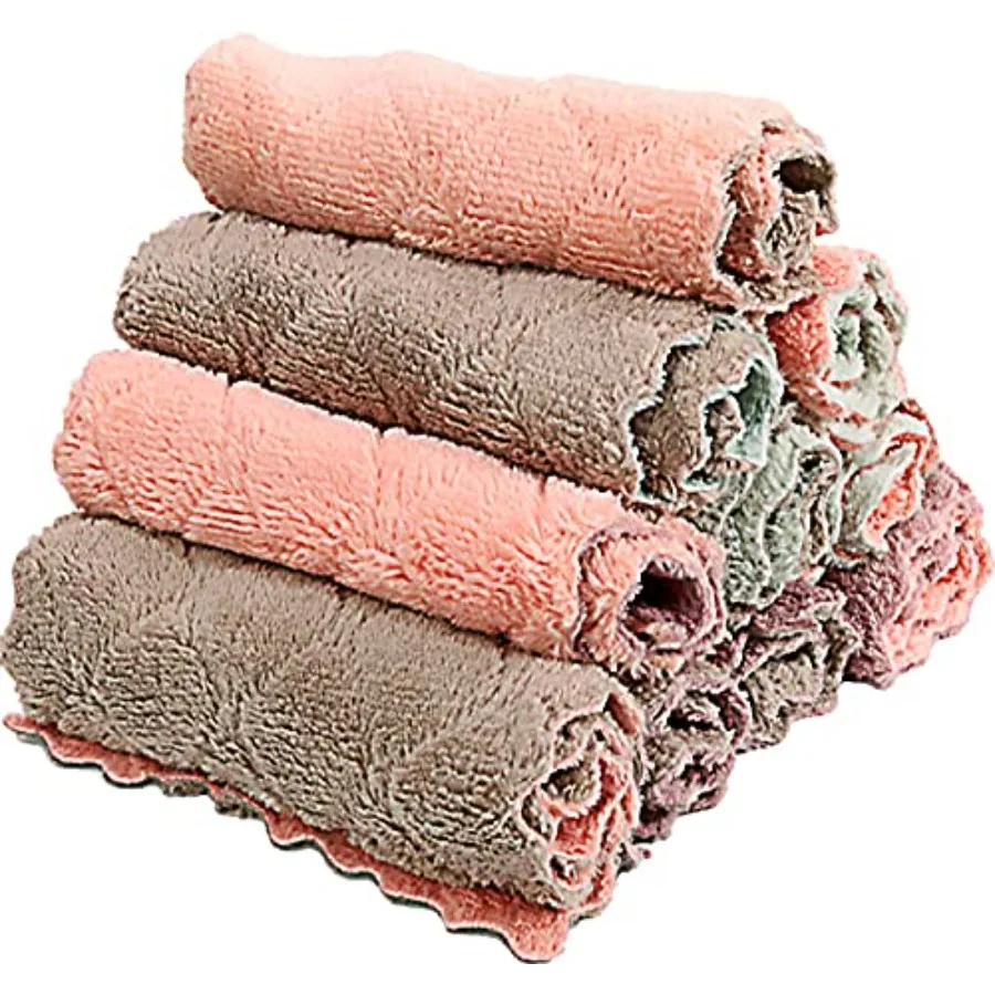 

10 Pack Kitchen Cloth Microfiber Dish Towels Washcloths Super Absorbent Coral Velvet Dishtowels Premium Cleaning Cloths NonStic