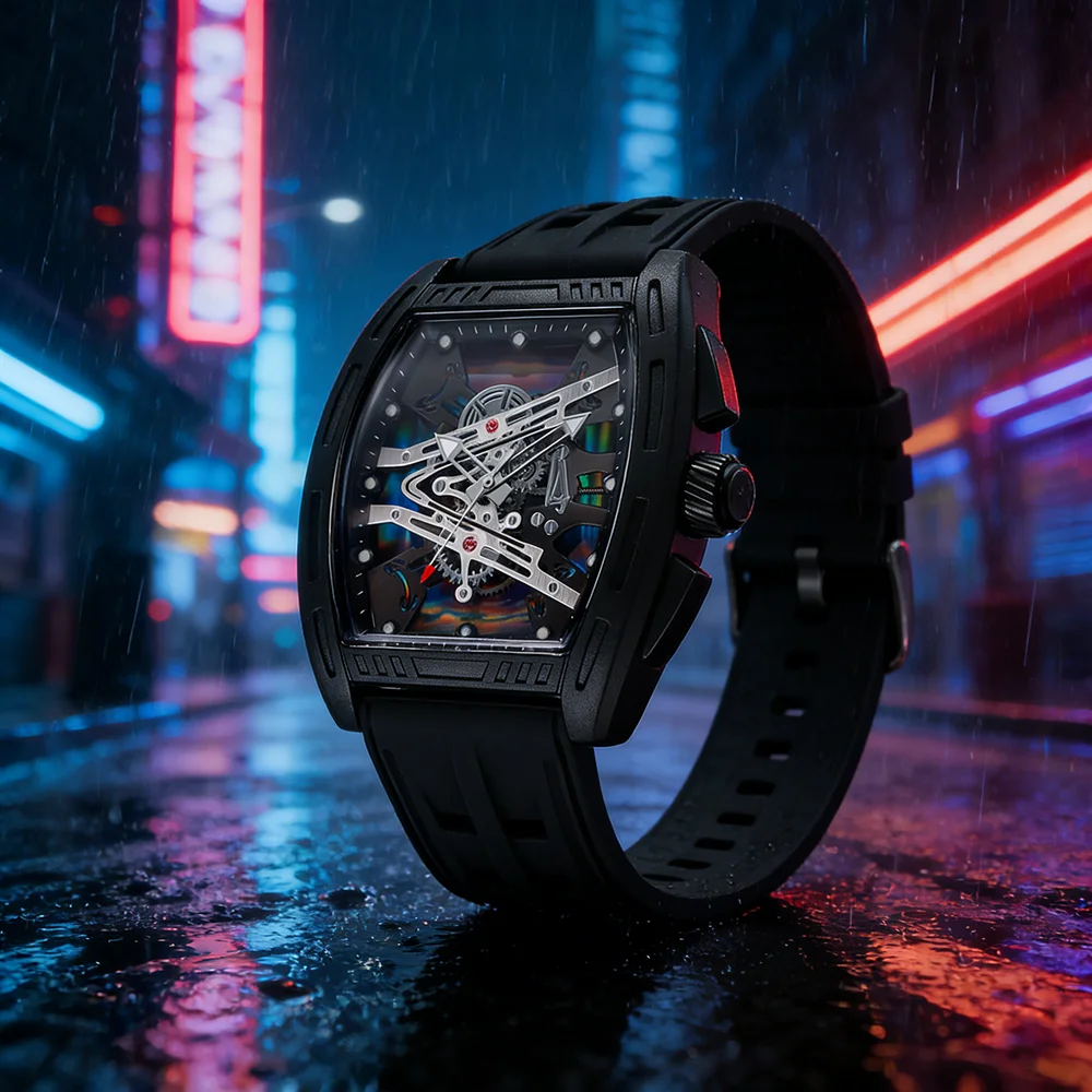 メンズ トノー型 スケルトン クォーツ腕時計 玉虫色の夜光文 - Luxury Watch Jacob And Co のレビューと価格