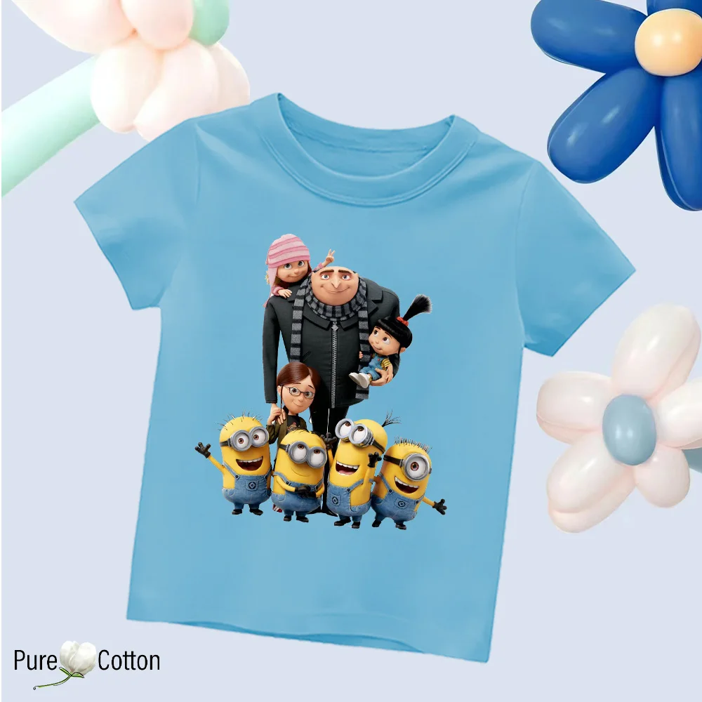 Cartoon Disney, multiple Minions, fun outdoor outfits, pure cotton children\'s T-shirts, Y2K quality, trendy, simple for boys